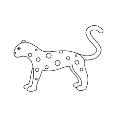 Minimalist leopard outline vector illustration cute feline with baloon shaped spots ideal for coloring pages