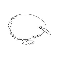 Outlined kiwi bird standing baloon shaped body vector illustration