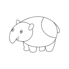 Cute baloon shaped tapir outline cartoon for coloring book or educational material