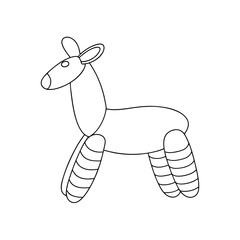 Cartoon baloon animal illustration of a donkey outline style great for coloring pages