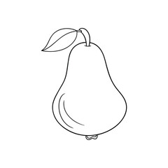 Pear illustration in simple black and white line art style for kids coloring pages baloon