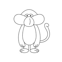 Cartoon proboscis monkey outline baloon cheeks simple cute isolated illustration