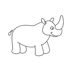 Cute cartoon rhino outline vector illustration perfect for coloring books and educational materials baloon