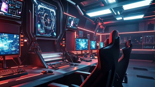 Futuristic control room with advanced technology