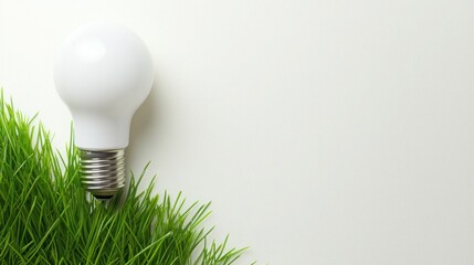 Bright light bulb illuminating a wall representing eco-living tips and sustainable lifestyle choices for modern homes