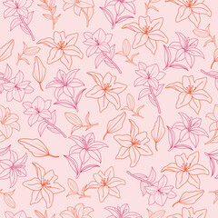 Beautiful Floral Pattern with Leaves, Cute Small Flowers on Seamless Background