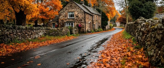 Autumnal Village Lane