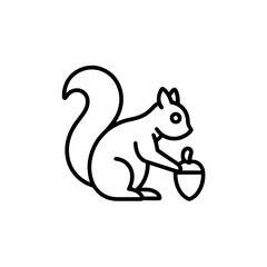 Squirrel holding acorn in a minimalistic line art style  