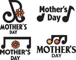 Mother’s Day Logo with Musical Note and Bengali Patterns Art & Illustration