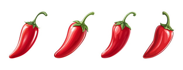 Illustration of red chili pepper isolated on transparent background.