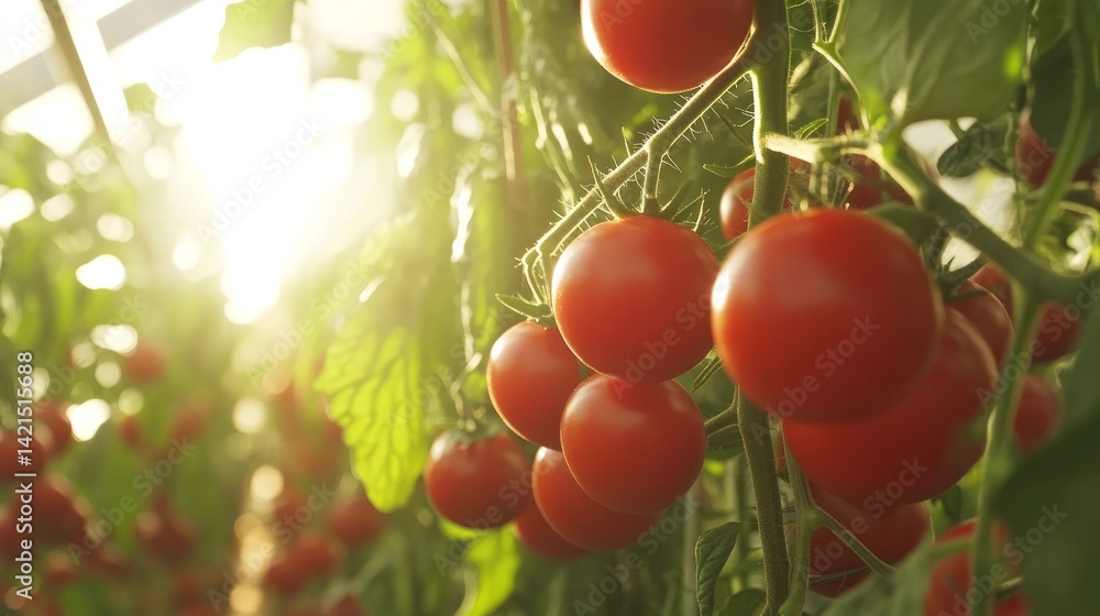 Poster automated harvesting robot equipped with sensors collecting tomatoes in a hydroponic greenhouse setu