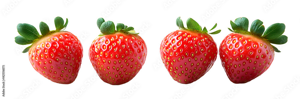 Poster strawberry isolated. strawberries with leaf isolate. whole strawberry on white. strawberries isolate