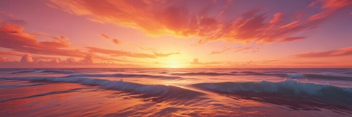 Fototapeta premium Abstract swirling sunset, vibrant hues paint a magical horizon , background, heavenly