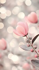 Fototapeta premium Delicate Pink Blossom Flowers Soft Bokeh Background