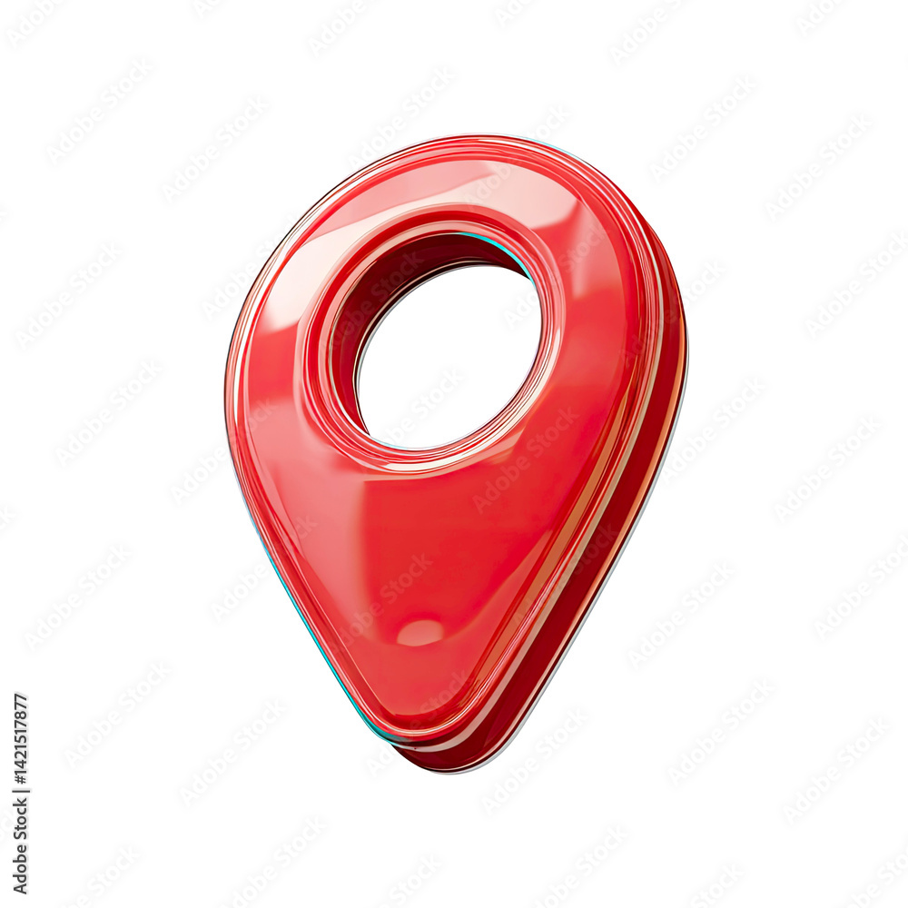Poster glossy red 3d map pointer icon location marker. location icon. 3d location icon, pin icon.