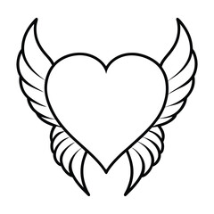 Heart with Wings Outline Suitable for Artistic or Romantic Designs
