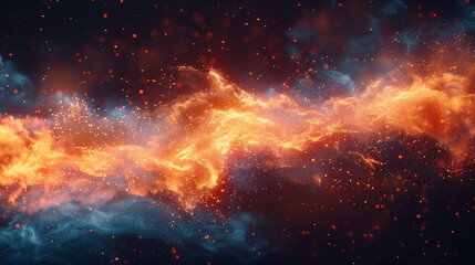 Fototapeta premium Cyberpunk Yellow Dust Explosion – Glossy Black Neon Background with Electric Blue Circuit Patterns – Ultra-Contrast Sci-Fi Clip Art for Tech Branding & Game Design (Vector Style)