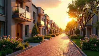Real estate townhouses sunset neighborhood residential homes