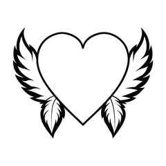 Heart with Wings Outline Suitable for Artistic or Romantic Designs