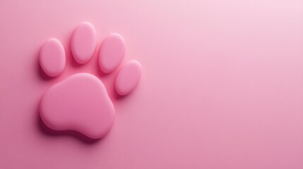Obraz premium Soft Pink Paw Print on a Flat Surface with a Gentle Pastel Color Background for Artistic and Creative Designs