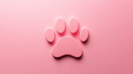 Fototapeta premium Soft Pink Paw Print on a Light Pink Background Perfect for Pet Themes, Designs, and Creative Projects