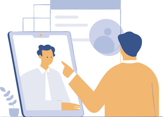 Minimal Isometric Vector of Lawyer Using Tablet to Explain E-Contract to Client

