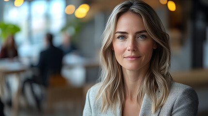 Fototapeta premium Portrait of a Confident Woman in a Modern Office Setting