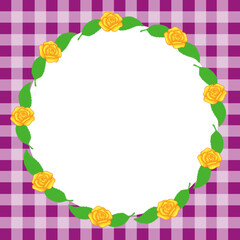 Rose frame, Rose frame with checkered background, Checkered rose frame, Yellow rose frame, Yellow rose frame