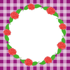Rose frame, Rose frame with checkered background, Checkered rose frame, Red rose frame, Red rose frame