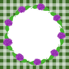 Rose frame, Rose frame with checkered background, Checkered rose frame, Purple rose frame, Purple rose frame