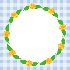 Rose frame, Rose frame with checkered background, Checkered rose frame, Yellow rose frame, Yellow rose frame