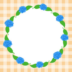 Rose frame, Rose frame with checkered background, Checkered rose frame, Blue rose frame, Blue rose frame