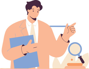 Isometric Vector of Legal Compliance Officer Explaining Regulatory Framework

