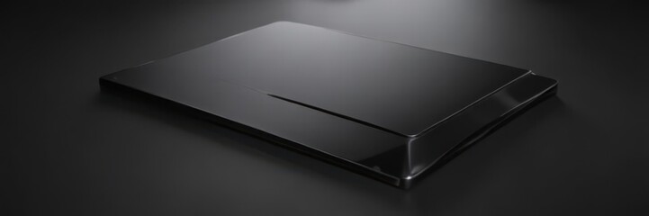 Sleek black aluminum surface, polished to a mirror sheen reflecting light , depth, engineering