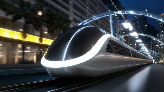 Hyperloop technology transforming high-speed travel with near-zero emissions and frictionless transportation.