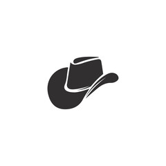 This sleek, monochromatic icon features a stylized cowboy hat enclosed in a bold circular shape. Its minimalist yet dynamic design evokes themes of the Wild West, country music, and rugged adventure. 