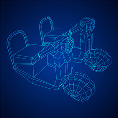 Delivery scooter for lifestyle design courier. Business express delivery concept. Wireframe low poly mesh vector illustration