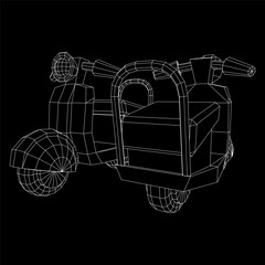 Delivery scooter for lifestyle design courier. Business express delivery concept. Wireframe low poly mesh vector illustration