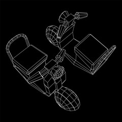 Delivery scooter for lifestyle design courier. Business express delivery concept. Wireframe low poly mesh vector illustration