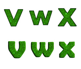 Green glitter Bling texture Foil font  V, W, X  Alphabet letter text typography font  copy.png