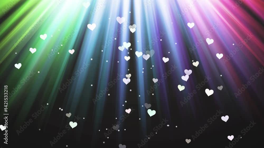 Aufkleber bright shining colorful luxury light animation and particle white heart falling awards show backgrou