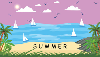 happy summer vector illustration template for social media poster and banner, happy summer banner, happy summer template, happy summer editable file