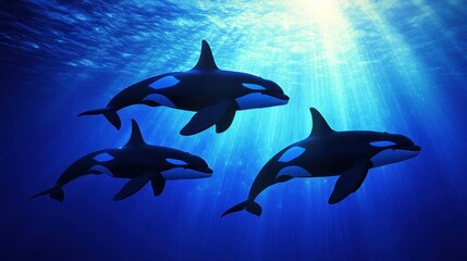 Majestic Orcas in Underwater Paradise