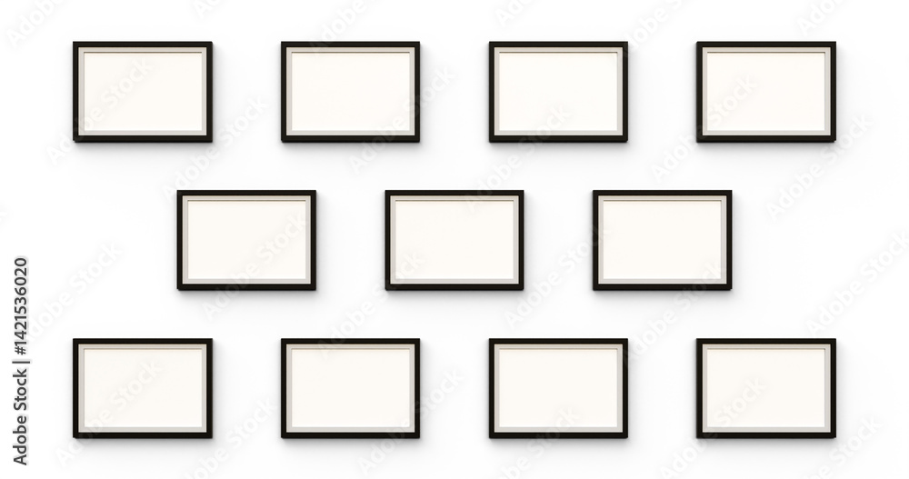 Poster empty photo frame for mock up. realistic black frames. for an image or photo. posters on wall. frame