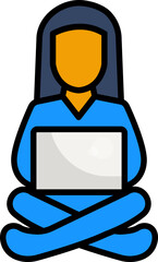 Quick Response Icon with Woman and Laptop