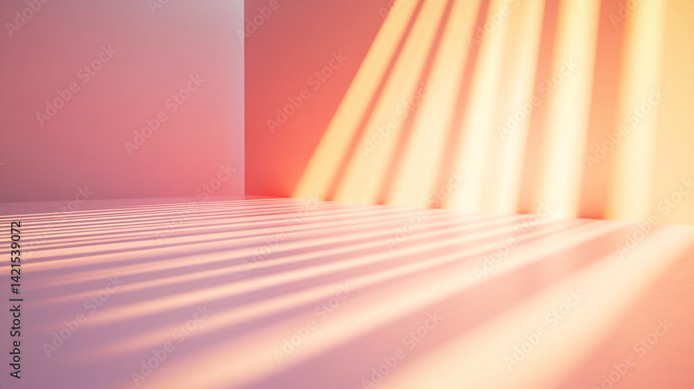 Poster soft lightbeams crossing over gradient background in warm tones, creating a calming atmosphere for a