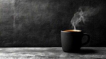 A steaming cup of hot coffee creating a cozy and inviting atmosphere..