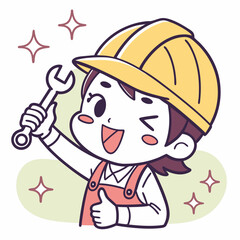 Hard Hat Worker – Cute Character Sticker