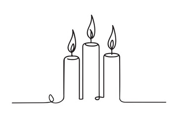 Candlelight Serenity Three Candles Vector Silhouette Illuminate Peace and Remembrance