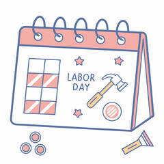 Labor Day Calendar Icon – Flat Design